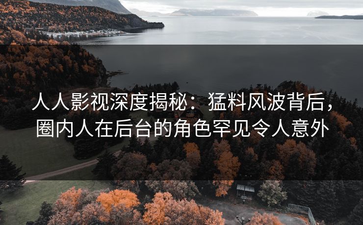 人人影视深度揭秘：猛料风波背后，圈内人在后台的角色罕见令人意外